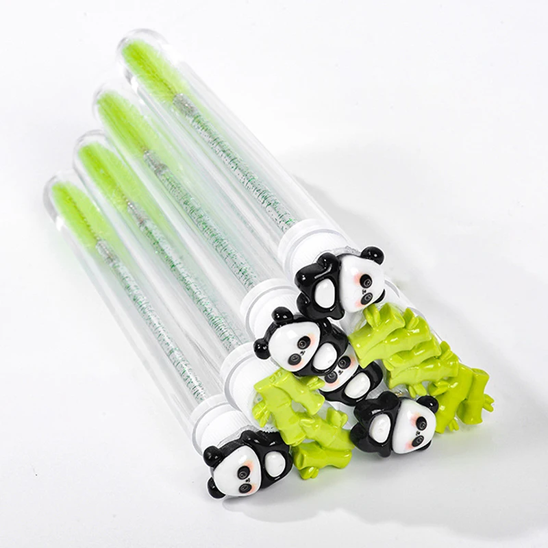 1/2/5 pezzi carino panda bambù spazzola per ciglia tubi con cristallo ciglia mascara bacchette pettine per sopracciglia bobine applicatori strumenti di trucco