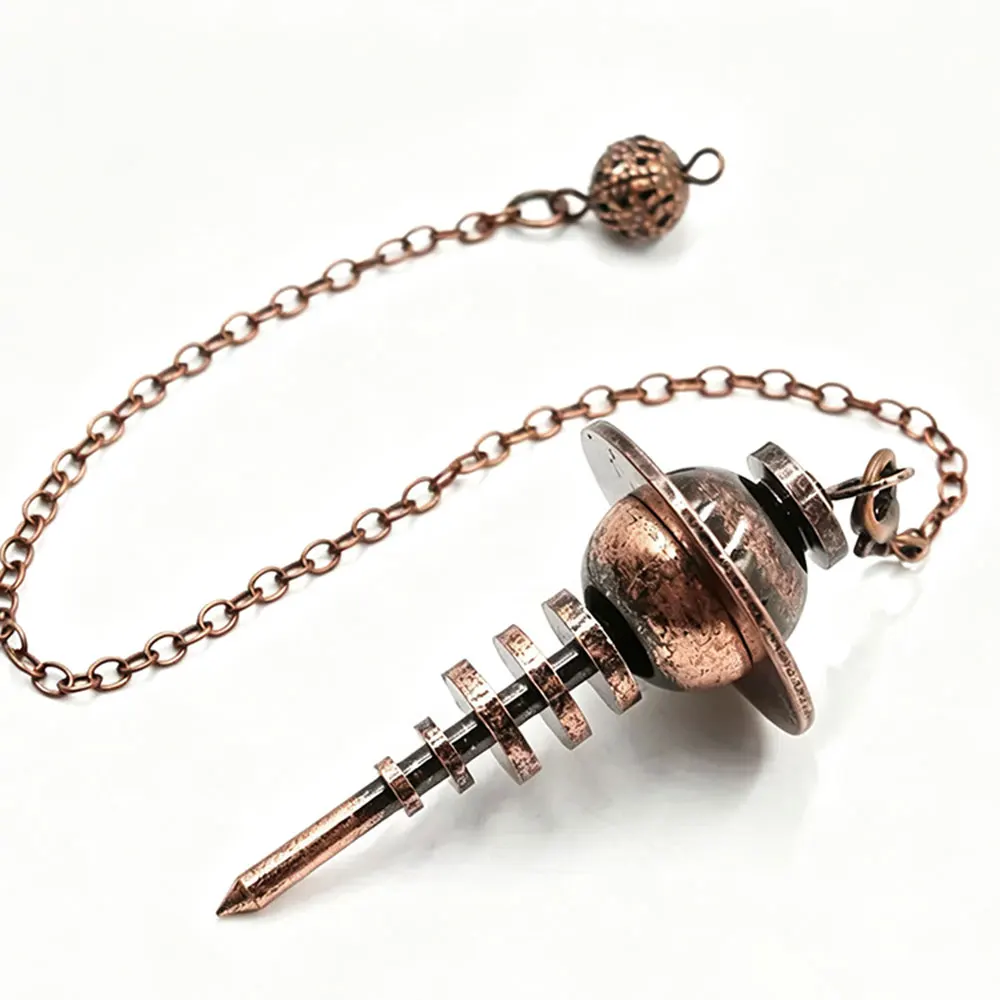 Antique Metal Copper Spiral Tower Pendulum for Divination Gold Color Egypt Cone Point Pendant Isis Brass Altar Pendulos X405