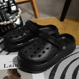 Geschlossene Fingersandalen für Frauen, dicker Hintergrund, Plattformsandalen, feste Farbe, Nicht -Slip, weiche Sohle, Strandschuhe, Sommer, neu 8 Hauptverkaufsschuhe Seaside Zeremonie - №3