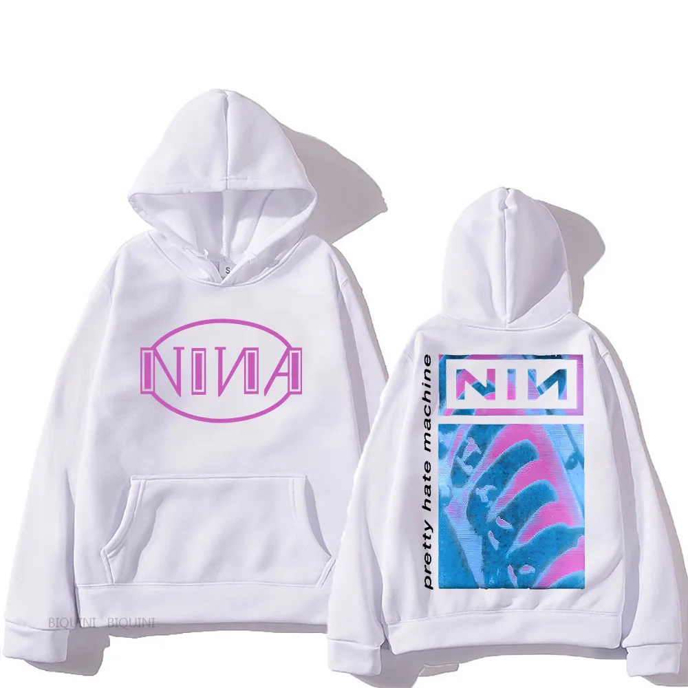 Nine Inch Nails Confirm Hooded Sweatwear Couple Casual Harajuku Punk Sweatshirt With Pocket Fleece Clothing Moletom Soft Hoody