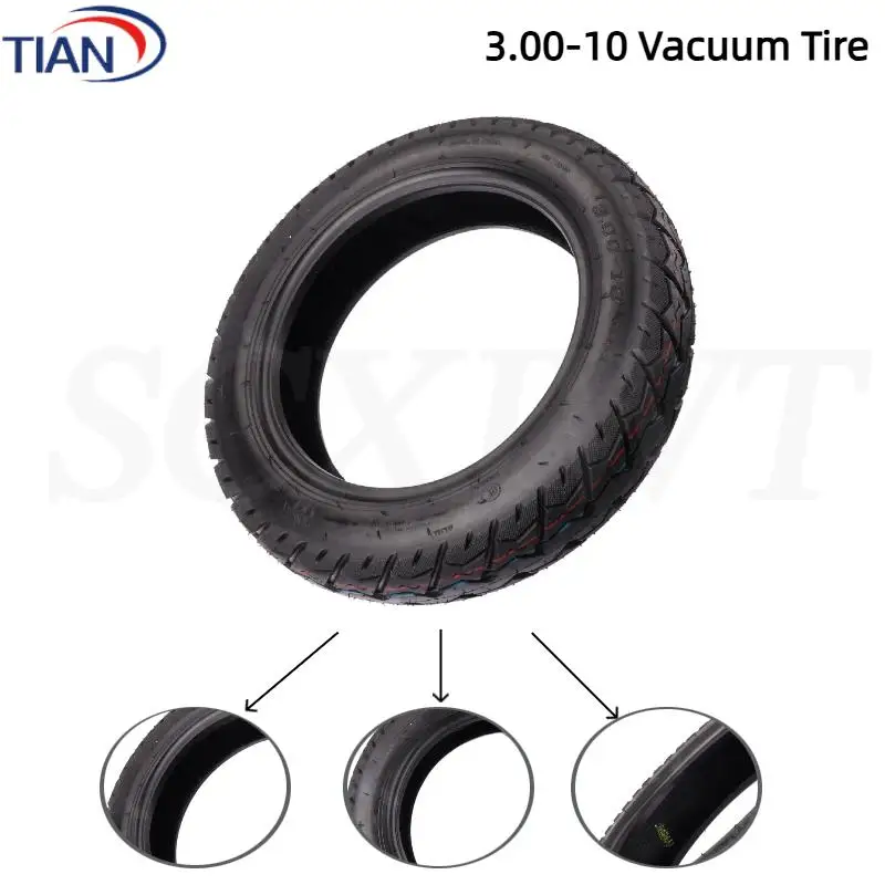 

3.00-10 vacuum tires are suitable for electric tricycles, four-wheel riders pushing motorcycles, and 300-10 replacement