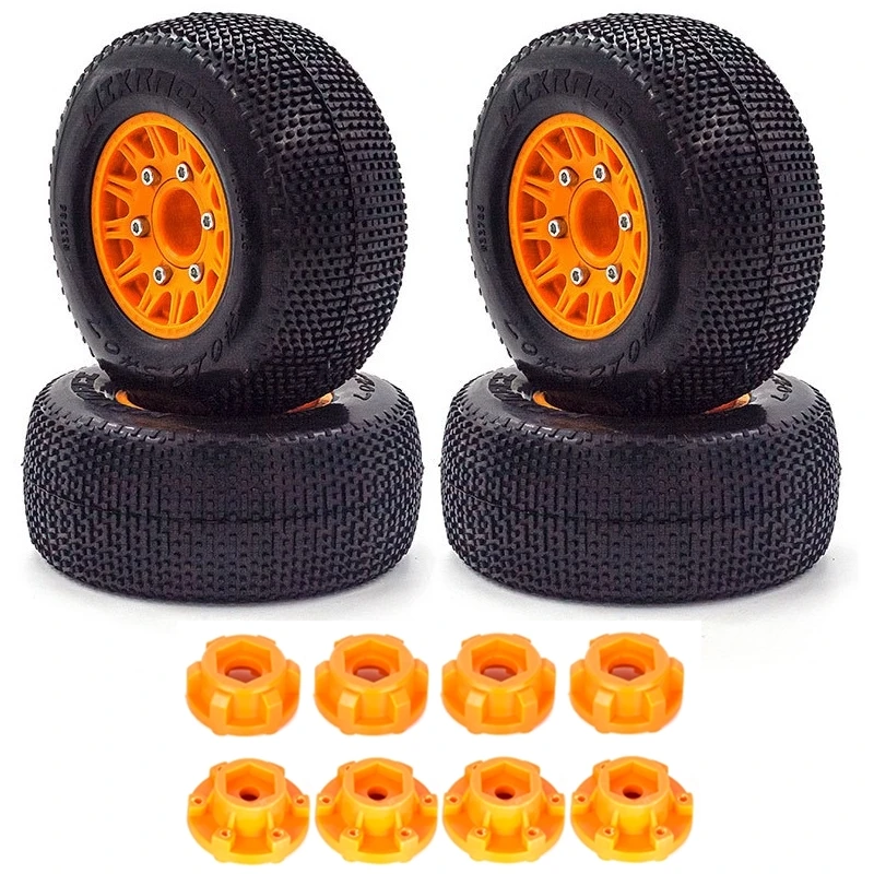 4Pcs 110mm 1/8 1/10 Short Course Truck Tire with 12mm 14mm 17mm Wheel Hex for TRXS Slash ARRMA SENTON Vkar SCTX10 HPI RC Car