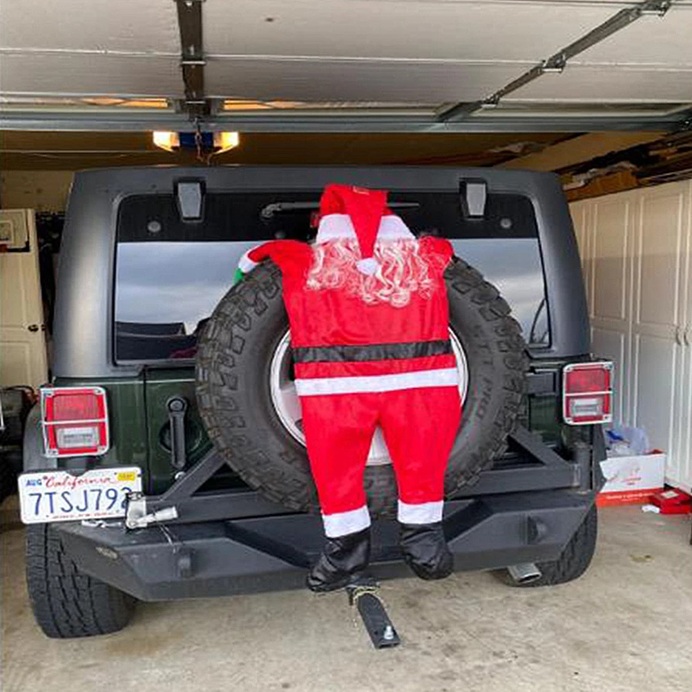 

Christmas Santa Suit Decor 1 Piece Hanging Santa Claus Outdoor Yard Wall Gutter Decoration for Xmas Party Bright Festive Design