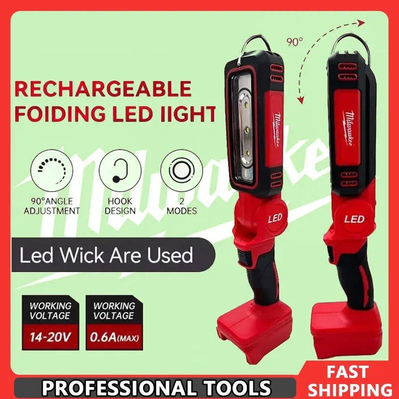 

Светодиодный рабочий фонарь Milwaukee, супер яркий, на 90 градусов, на клипсе, литиевая батарея, 20 В, M18, прожектор, наружное освещение, кемпинг