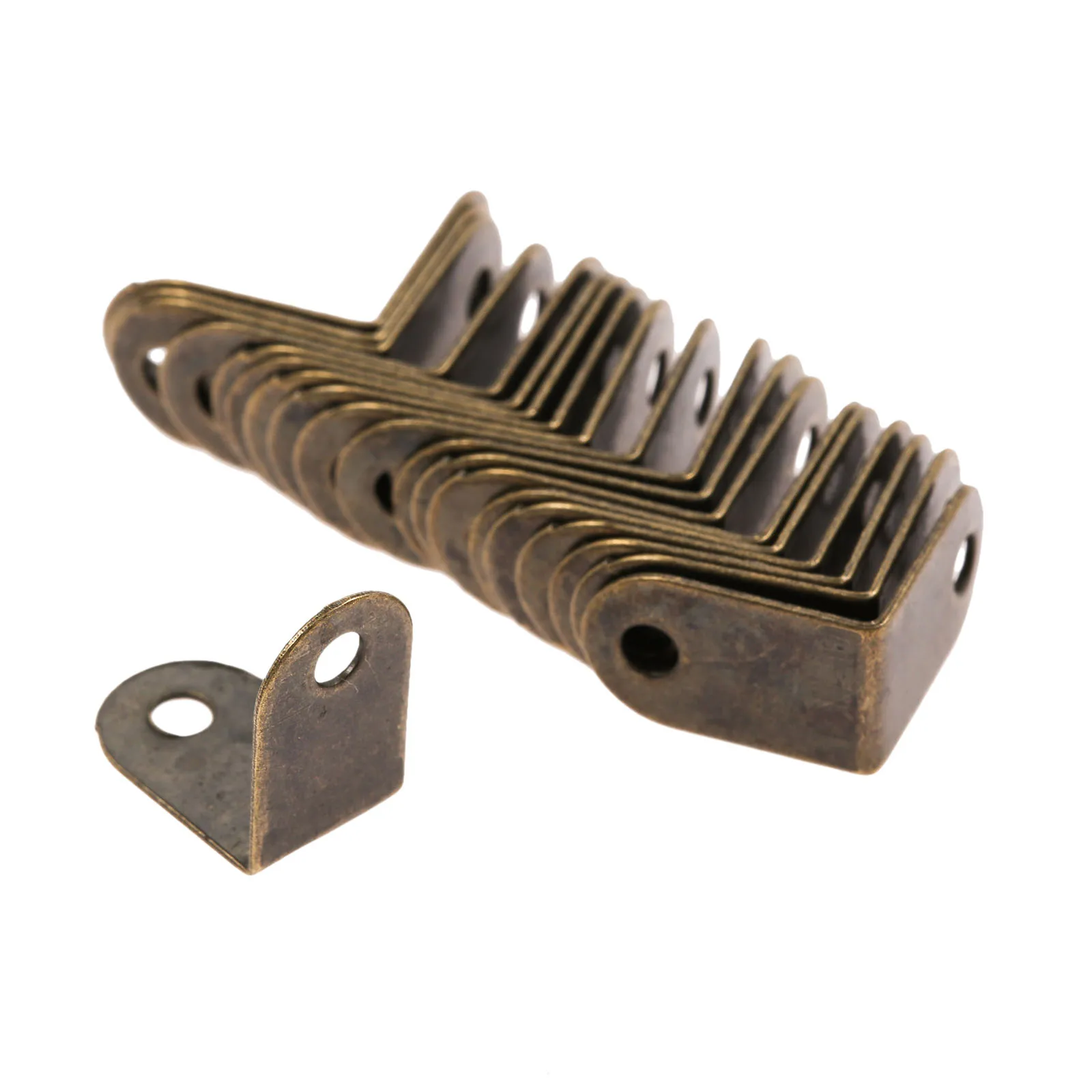 DRELD 20Pcs ตกแต่งเครื่องประดับโบราณไวน์ของขวัญกล่องไม้กรณี Protector Guard Bronze ตกแต่งโต๊ะ15*9มม.