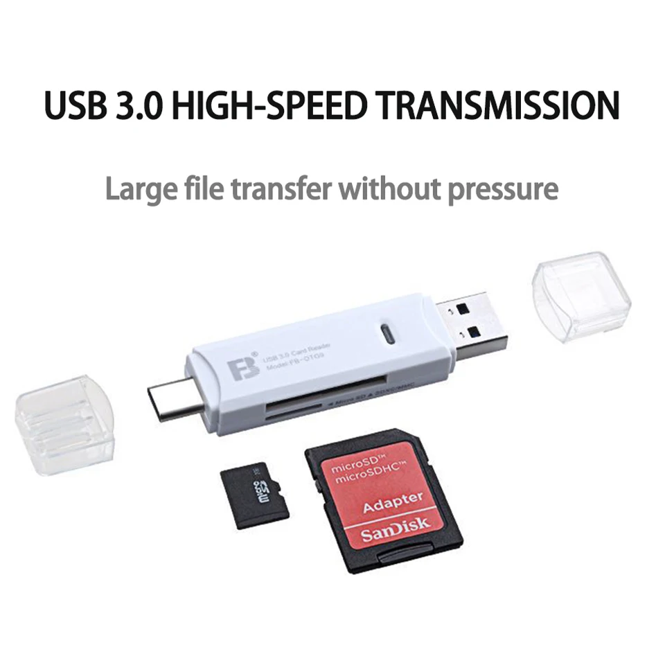 Lector de tarjetas FB-OTG9, ranura para tarjeta SD TF, interfaz USB3.0 tipo C, transmisión de alta velocidad para ordenador Xiaomi, Huawei, tableta Android