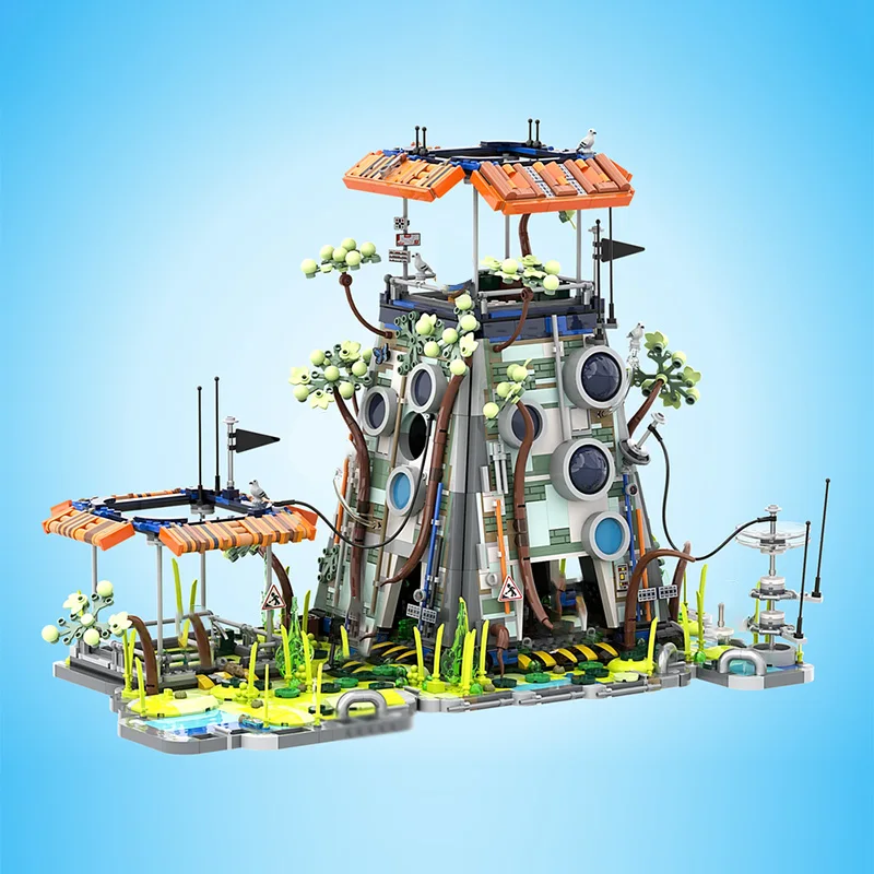 City Street View Model MOC Building Bricks Cyberpunk Neon Wastes Modular Technology Children Holiday Gifts Assemble Toys Suit view 2