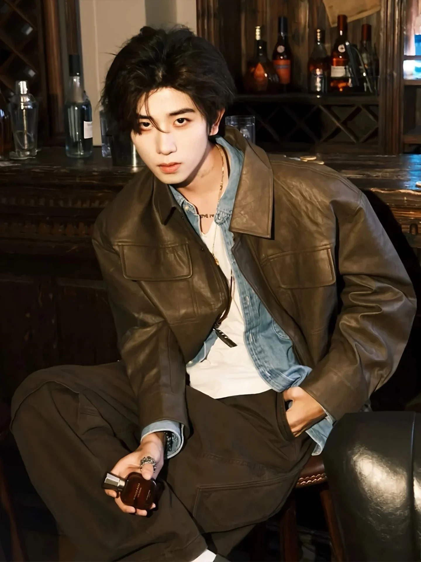 

Retro American Sle Men's Biker Baseball Jaet Coffee Color ort PU Leather Coat Cool And Haome Autumn Outerwear