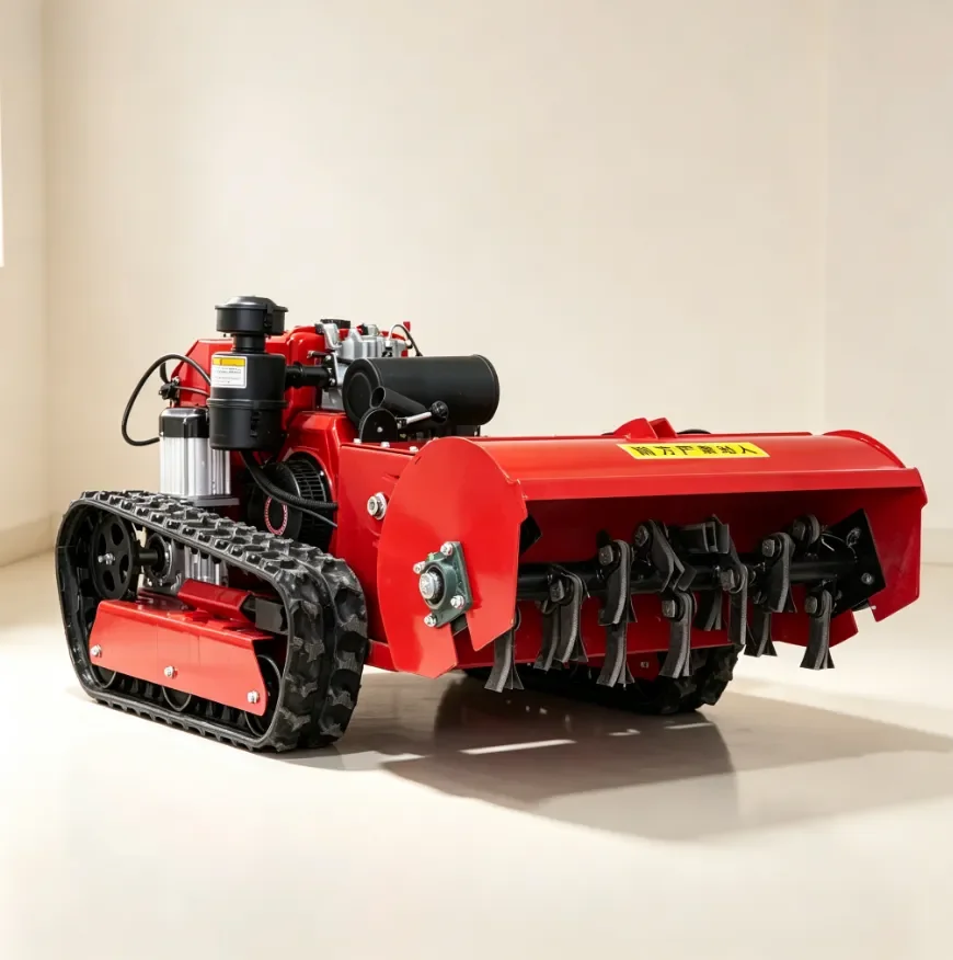 Remote Control Lawn Mower Customized Design, Steep Slope Crawler Grass Cutter, Quiet Running Low Maintenance Garden Mower