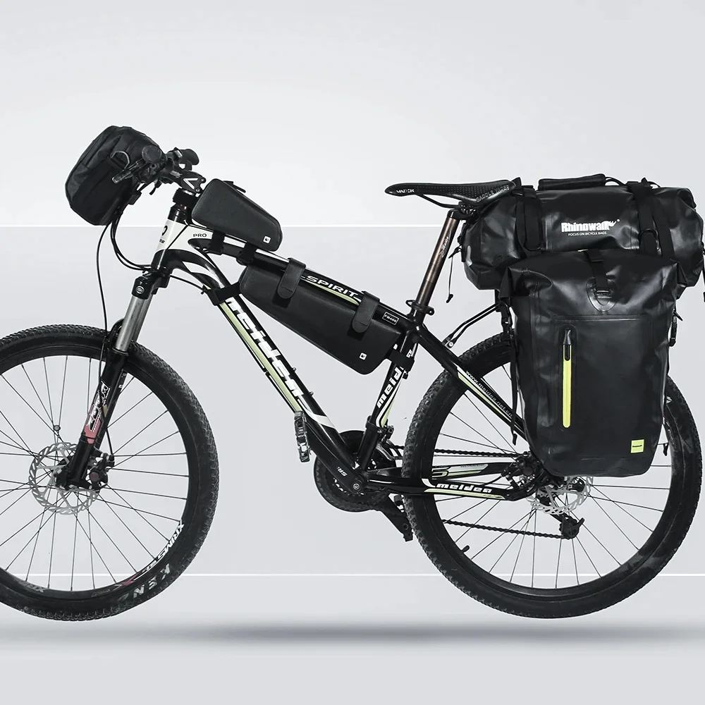 Rhinowalk Bike Triangle Frame Bag Full Waterproof Front Tube Cycling Bag 2.2L for Road MTB Foldable Bike Storage Tool Panniers