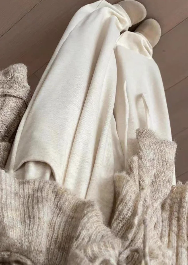 بنطال ذو قصة أرجل واسعة كاكي نسائي شتوي مضلع بطابقين قطيفة نسائية حضرية حديثة من قماش الجاكار وكشكشة من الصوف وبطانة من الساتان بطبقات #5