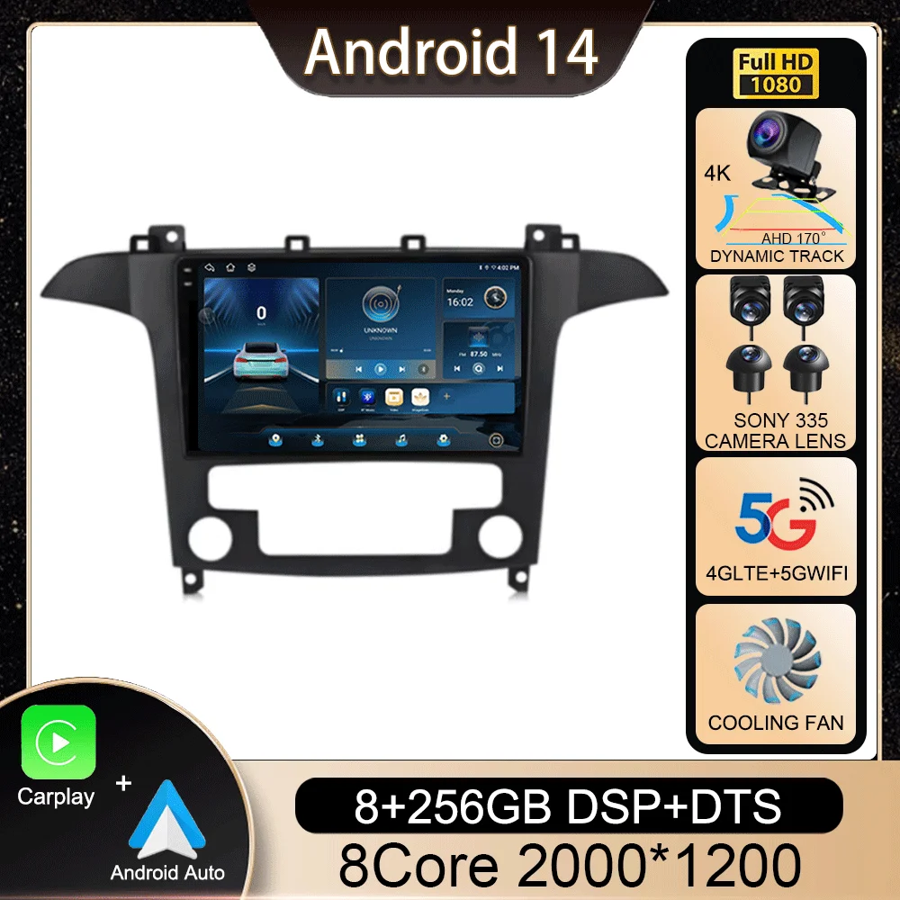 

Android 14 Car Radio 4G WIFI For Ford S Max S-MAX 2007 - 2015 Multimedia Video Player Navigation GPS Stereo Auto HU No 2 Din DVD