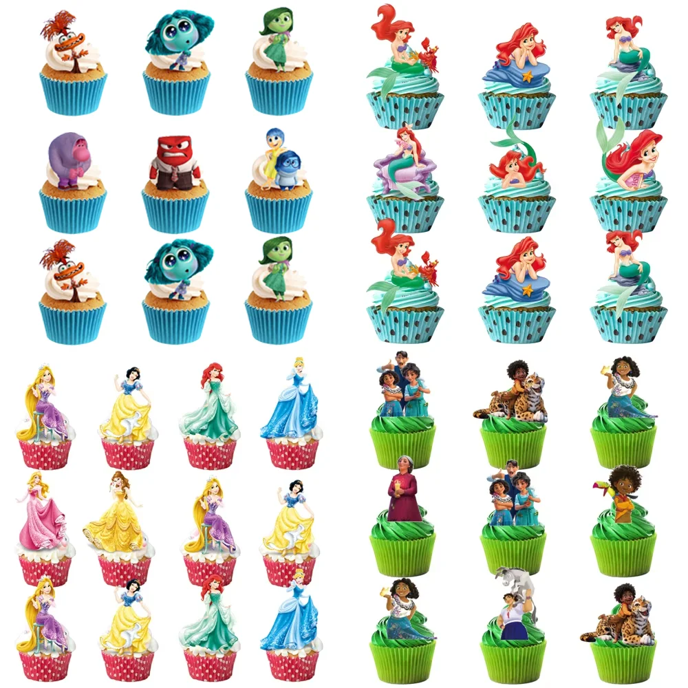 Disney Mermaid Princess Birthday Papercup Cake Toppers Gabby Dollhouse Cake Decorations New Years Party Dessert Topper Supplies