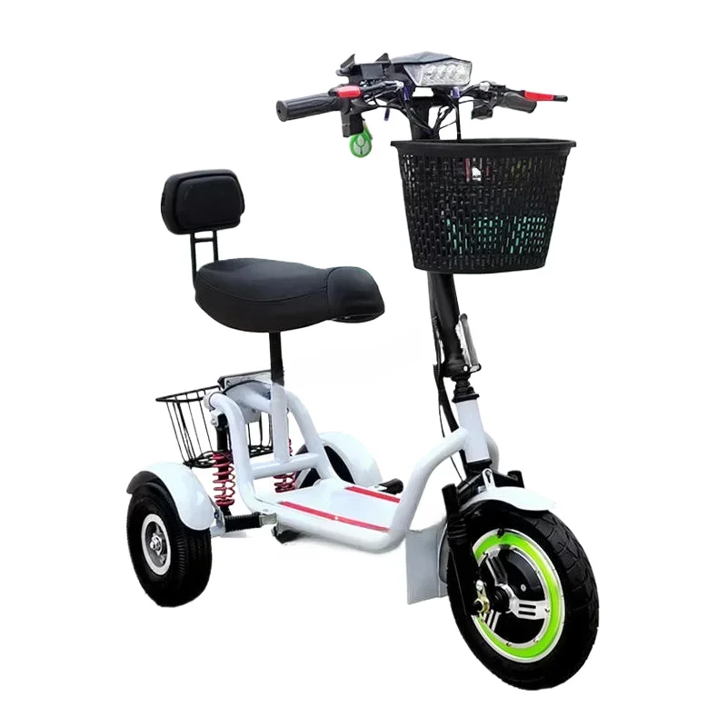 Tricycle 12-Inch 48V 350W 40-50KM Adult Elderly Folding Three-Wheel Moto Electrica E-Bike Scooter