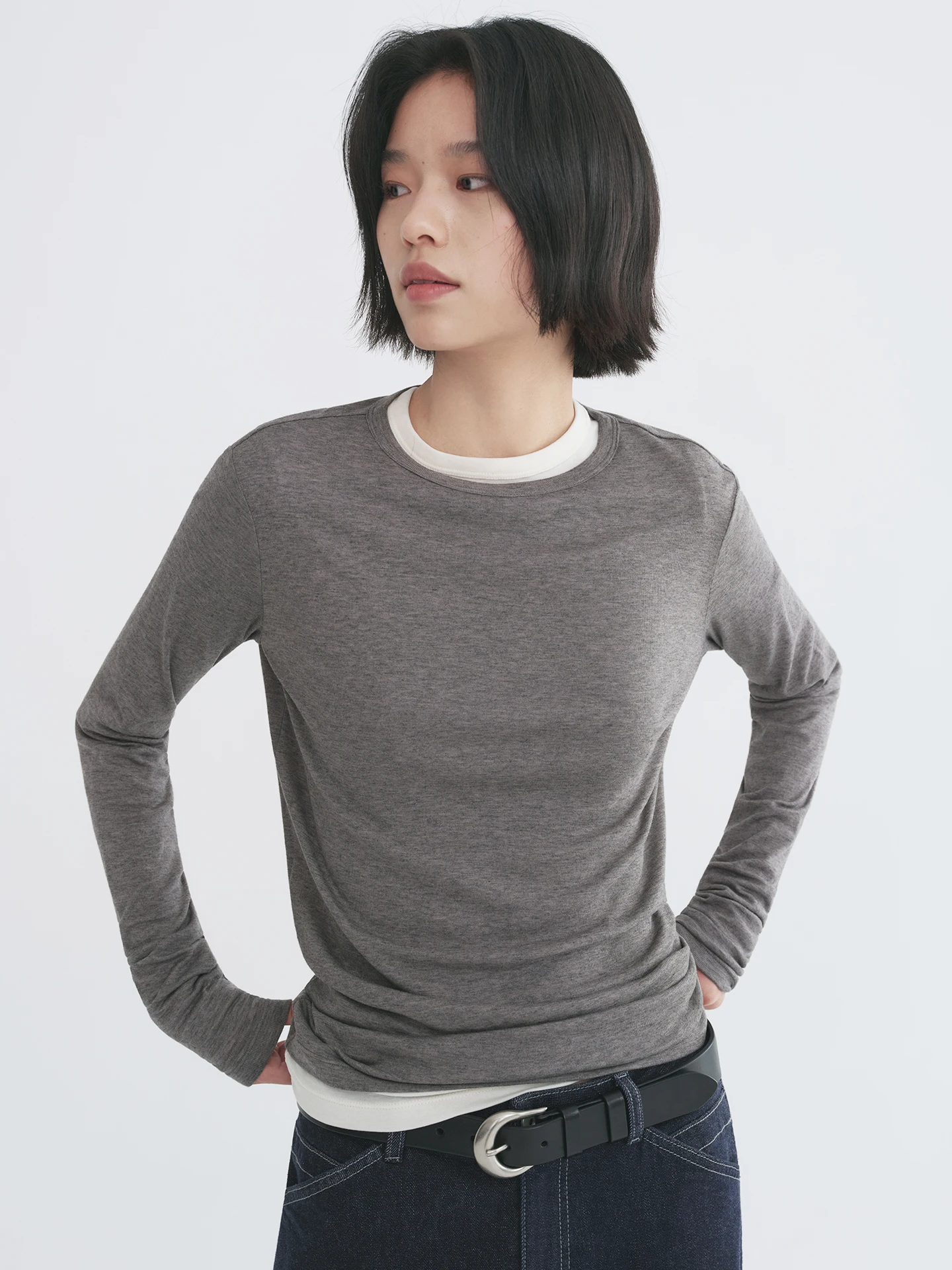 

Urelax Slim Fit round Neck Wool Blend Base Layer Shirt Naked Sensation Skin-Friendly Classic Style Women's Knitted Sweater