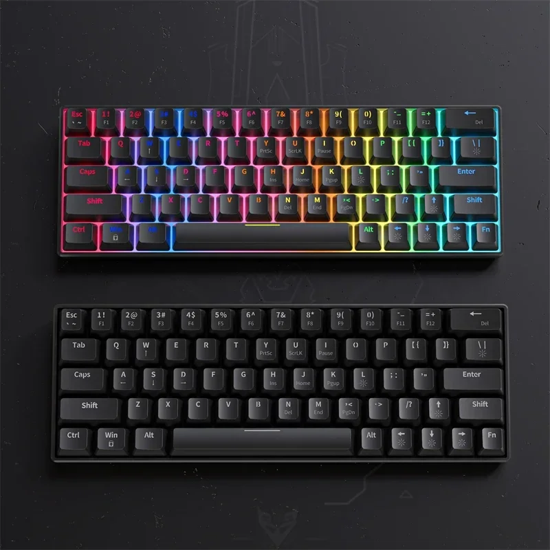 Black Mini Mechanical Keyboard 3 Pins Hot Swappable RGB  60% Keyboard Red Switch Blue Switch