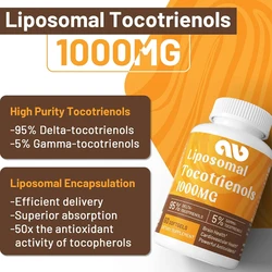 Liposomal tocotrienol 1000mg - supports cardiovascular, skin, bone, antioxidant, 60 capsules