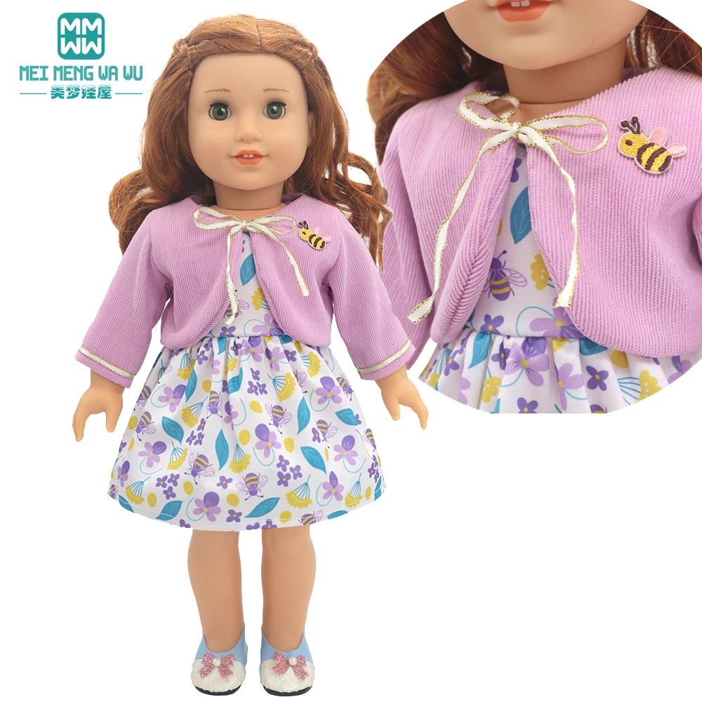 Doll Clothes for 43-45cm New Born American Doll Fashion T-Shirt Overalls Princess Gauze Skirt Gift for Girls