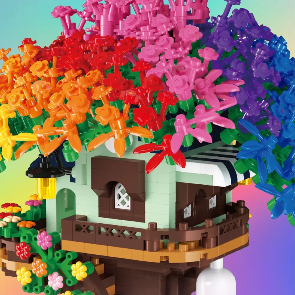 Tree Model Building Blocks Kits for Adults,1528 Pcs Micro-Particle Ideas Rainbow Tree Building Toy for Adult,Children'S Toys