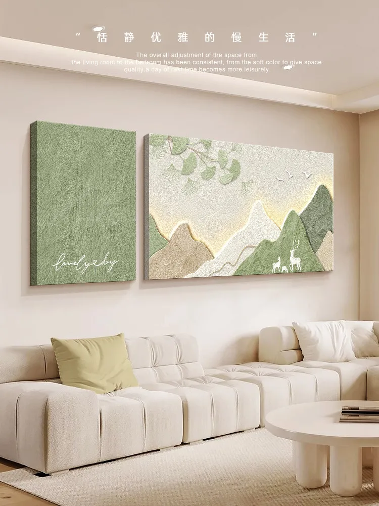 Cream Wind Sofa Background Wall Decorative Painting With Backer Living Room Big White Wall Two-packs