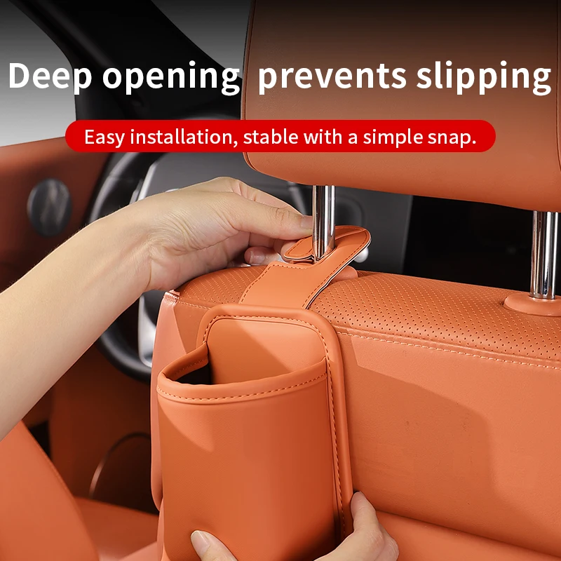 Universal Multifunctional Car Seat Back Hook with Cup Holder PU Leather Organizer Headrest Hanger for Auto Interior Accessories view 5