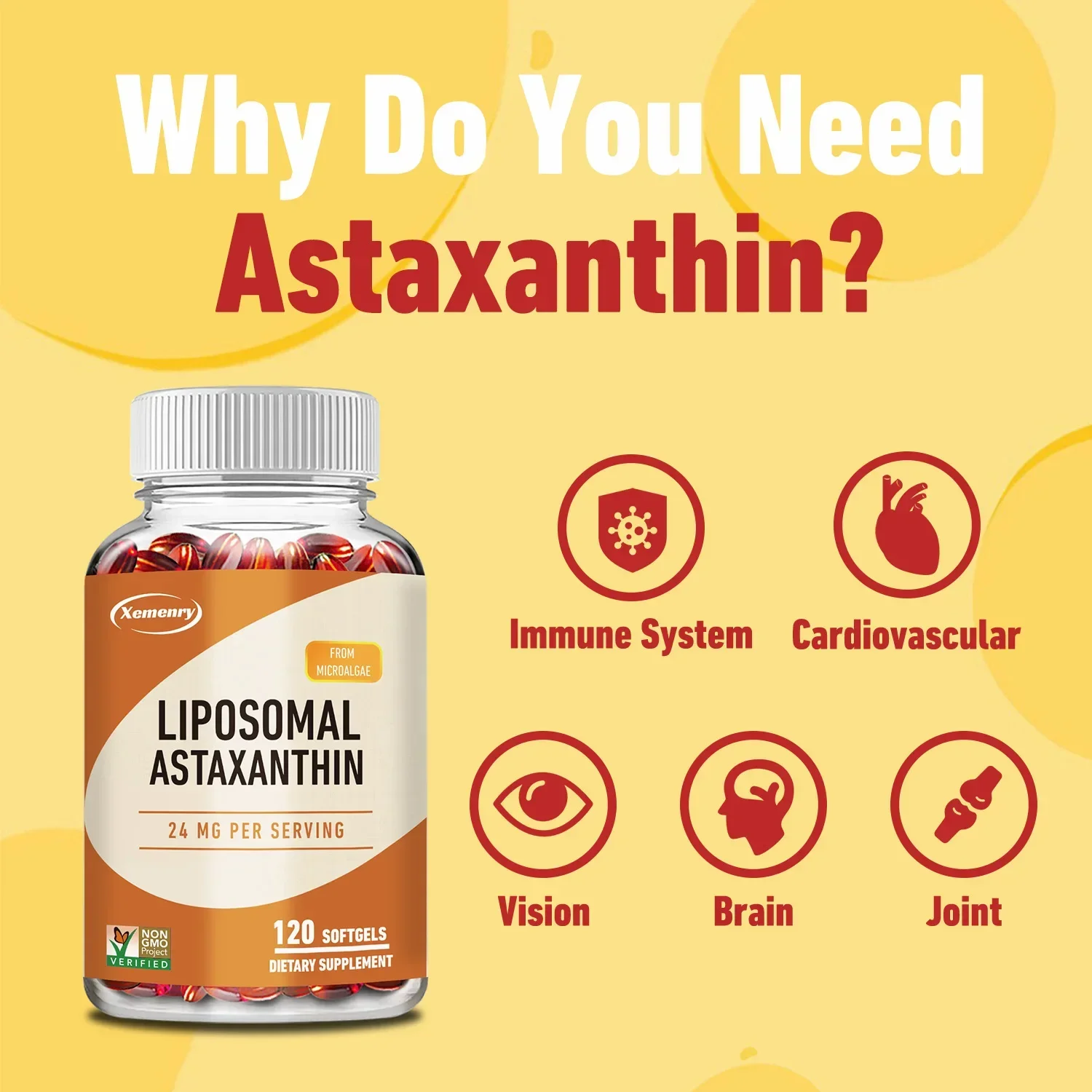 Liposomal Astaxanthin - Maximum Absorption, Accelerates Metabolism, Antioxidant, Promotes Eye, Joint, Skin and Heart Health