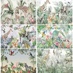 Professional 3D Wallpaper Mural Hand-painted Nordic Forest Jungle Animal Illustration Children's Wall Home Decoration Giraffe