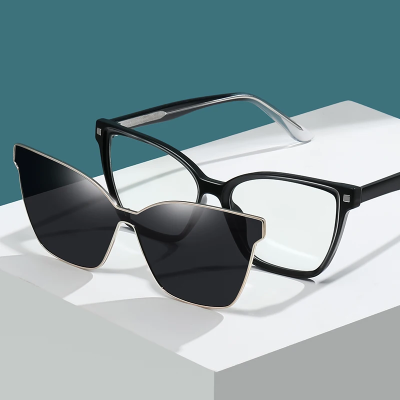 Magnetic Clip On Sunglasses Man Fashion Polarized Sun Glasses Women Luxury Brand Vintage Driver Shade Myopia Eyelasses Frame