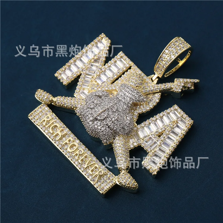 NBA Michael Jordan Exaggerated Hip Hop Zirconia Pendant Necklace New Arrival Original Chinese Factory Jewelry Decoration Accesso