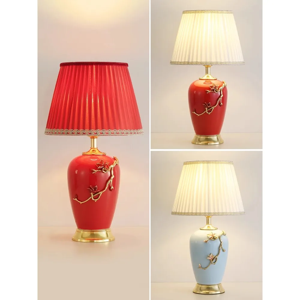 wedding table lamp Chinese ceramic pleated ever-burning lamp wedding dowry