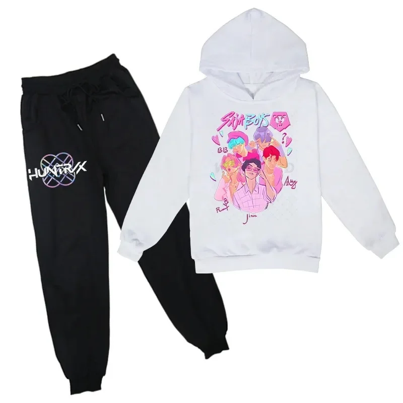 

KPop Demon Hunters Kids Hoodie Trousers Set Fashion Sweatshirt Hooded Children's Clothing Pants 2-piece Suit for Boys and Girls