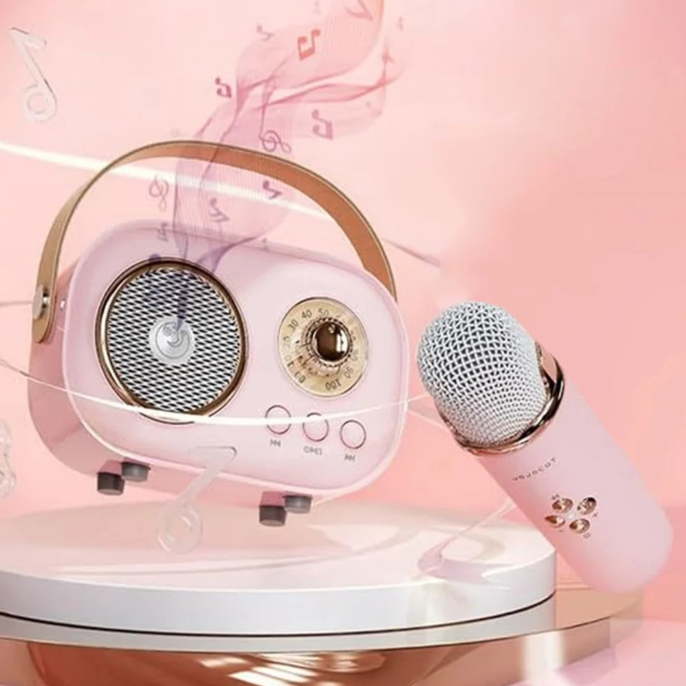 C20 Plus مكبر صوت بلوتوث مع ميكروفون لاسلكي واحد ، آلة كاريوكي ، نظام مكبر صوت محمول ، بطاقة دعم TF ، جهير HIFI