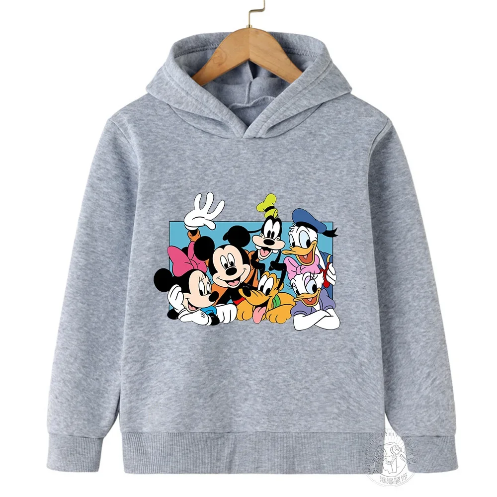 Disney Mickey Harajuku Printed Children\'s Hoodie for 2-14 Years Old Autumn Street Fashion Boys Sweatshirt Outdoor Sports Pullove