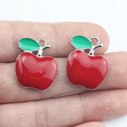 Newest 4Pieces 20*24mm Mixed Alloy Antique Silver Color Red Apple Charms Keychain Pendant Accessory For DIY Jewelry Making