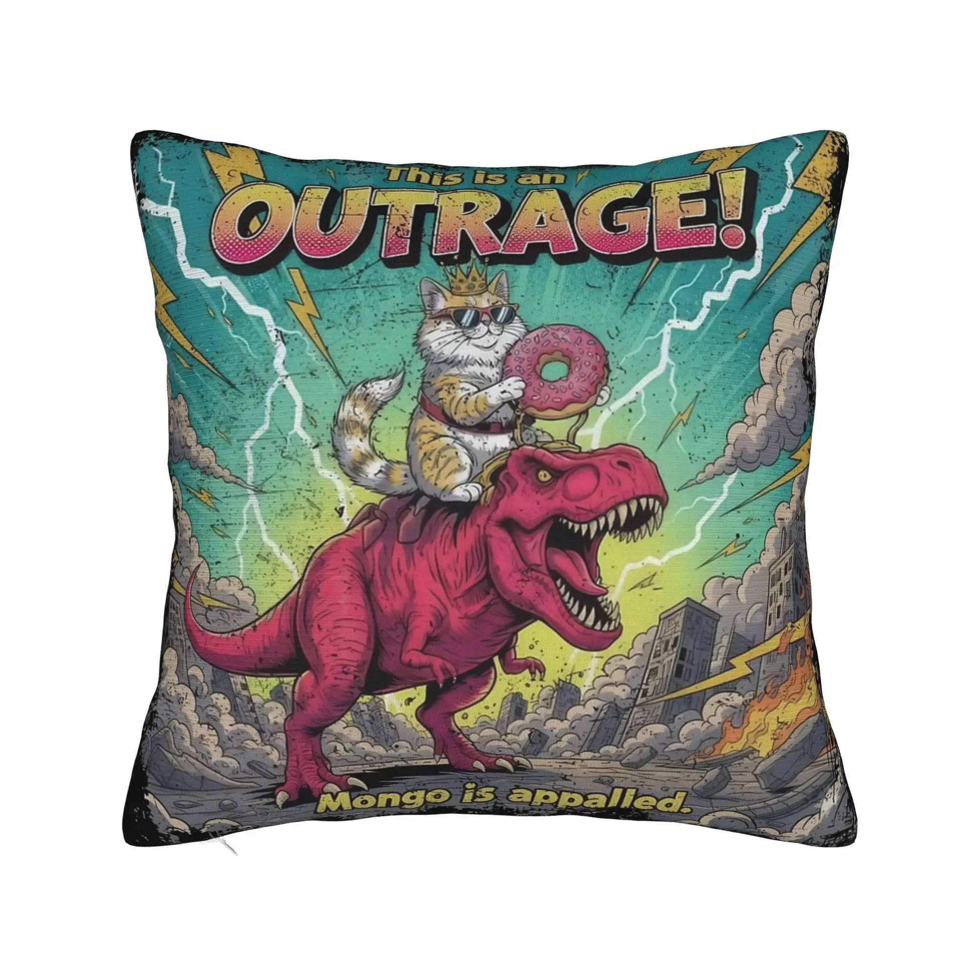 Decorative Pillowcase This Is An Outrage Princess Donut Cat  Product Bedroom  Throw Pillow Case Cover Square Style Multi Size
