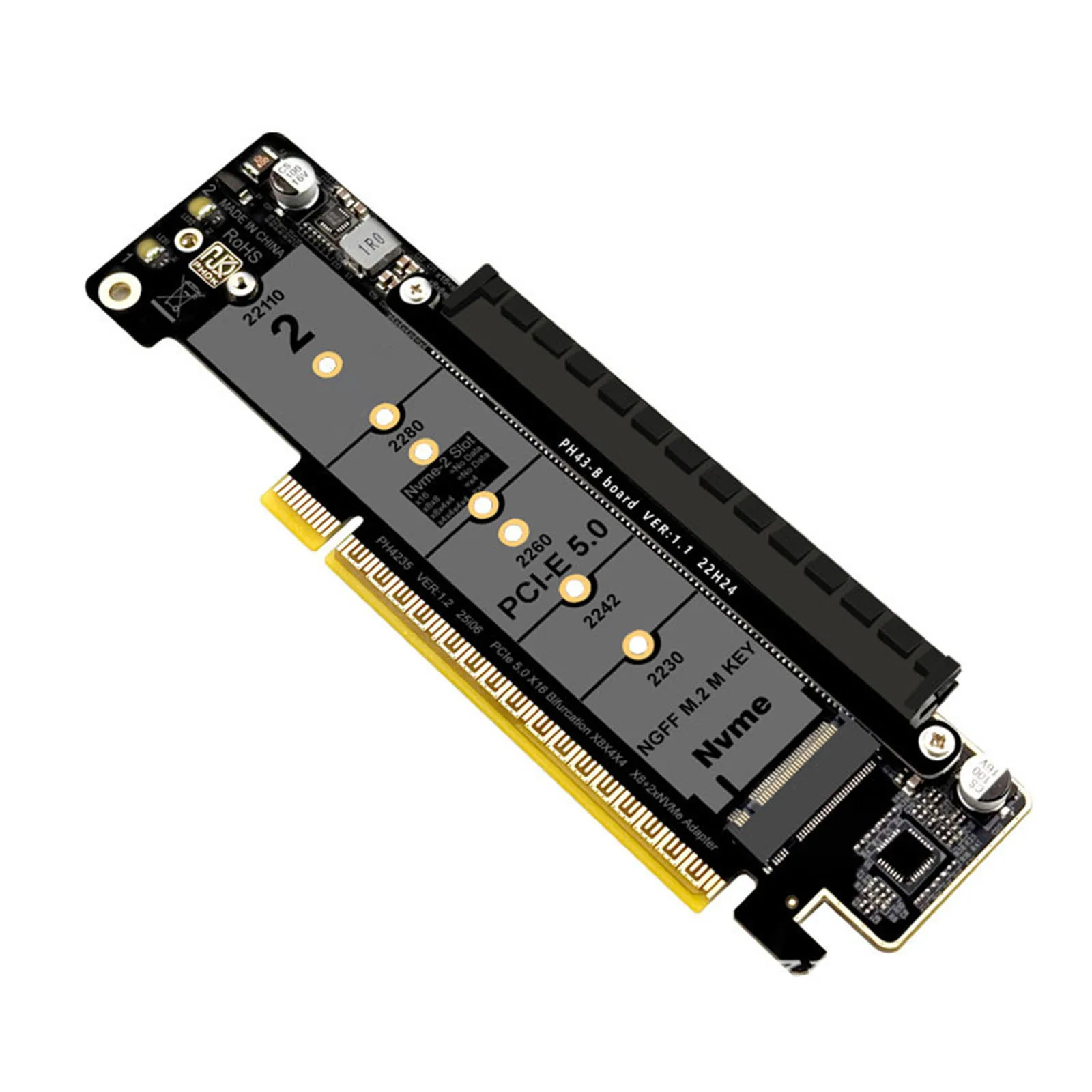 

PCIe5.0 Expansion Riser Card M.2 NVMe Port Expansion Card Compatible for Windows and Linux