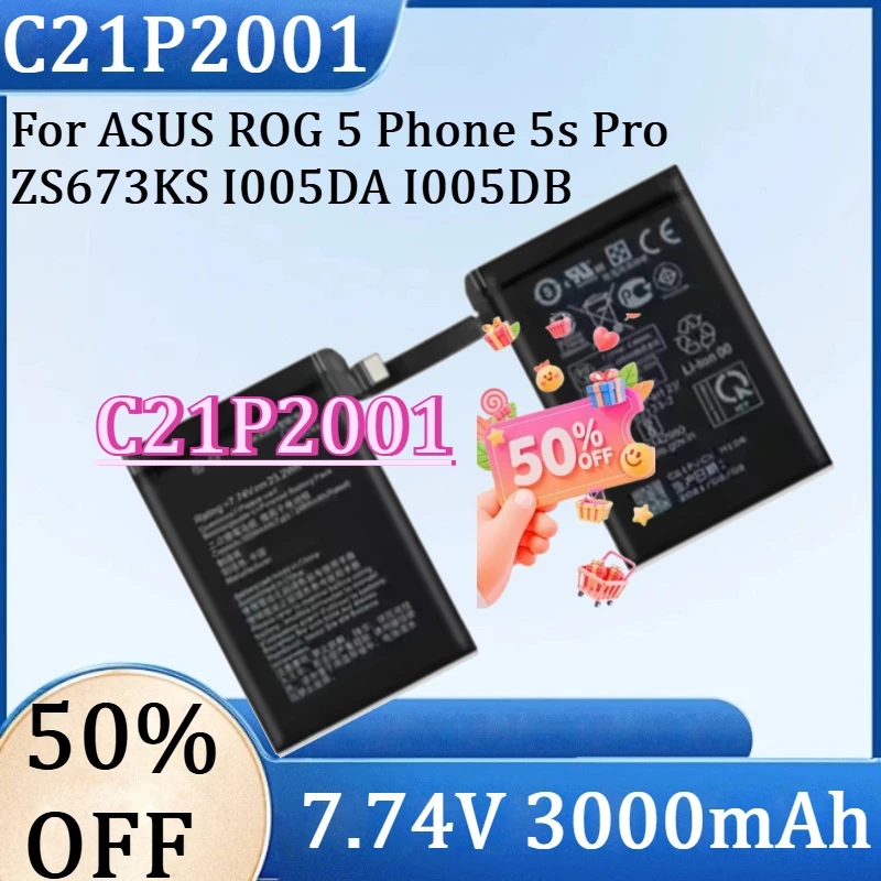 

For ASUS ROG 5 Phone 5s Pro ZS673KS I005DA I005DB New C21P2001 7.74V 3000mAh High Quality Battery