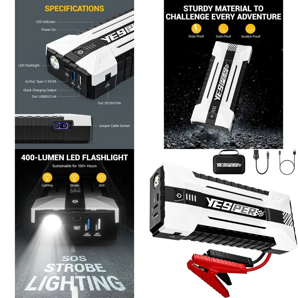 

Стартер 4120A, портативный стартер автомобильного аккумулятора 12 В (все газы, дизельный двигатель до 10,0 л), усилитель запуска аккумулятора 26800 мАч