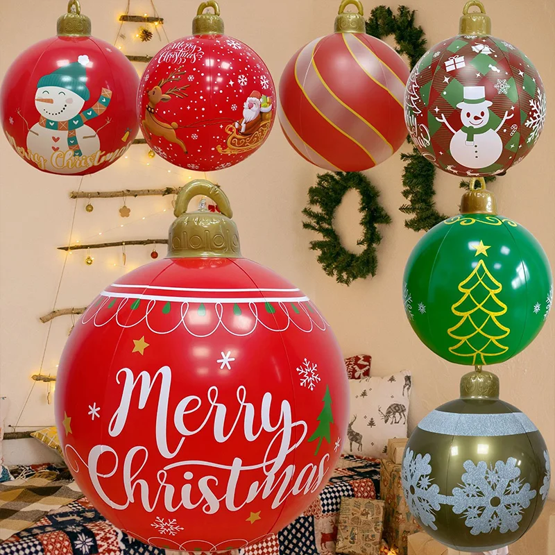 Outdoor Christmas Inflatable Decorate Ball 40/60cm PVC Giant Big Large Balls Xmas Tree Festive Decoration Toy Ball Without Light