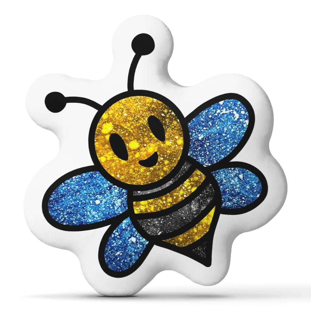 Cute Bumblebee Plush Pillow Irregular Stuffed Cushion Blue Yellow Bee Throw Pillow for Sofa Home Decor Gift for Bee Lovers