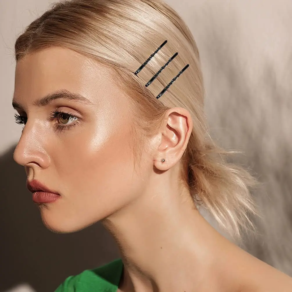 مجموعة مشابك شعر 100 قطعة مقاس 2 بوصة، دبابيس بوبي آمنة للنساء والفتيات لصالون تصفيف الشعر مع صندوق تخزين شفاف