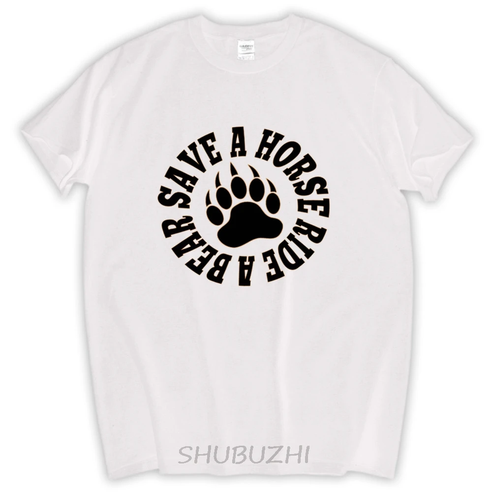 New Arrival Short Sleeve Cotton Gay Bear Pride Save a Horse ride a Bear Men's t-shirt men t shirts Low Price