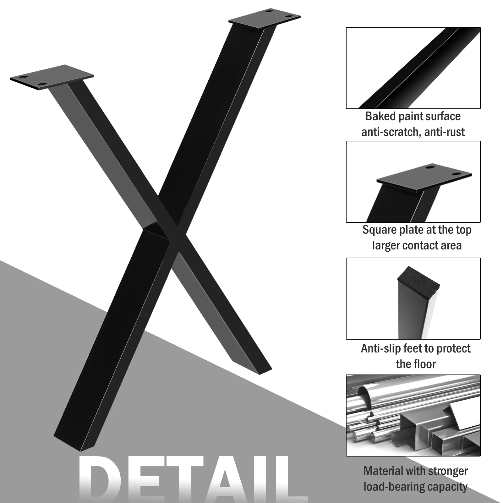 Tischbeine Metall 76cm, Tisch rahmen x Form, Tischbeine schwarz, Couch tischbeine, Tisch fuß für DIY Esstisch, Konferenz lasche