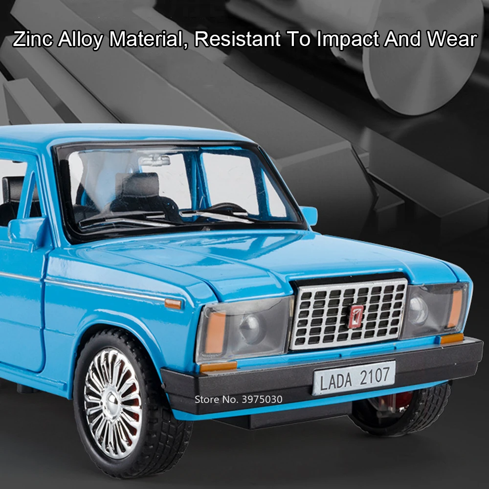 1:18 Russian LADA 2107 Niva Taxi Model Cars Alloy Toys 6 Doors Opened Pull Back Light Sound Miniature Vehicle Boys Perfect Gifts