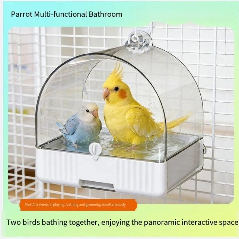 Bird Bath Tub for Small Parrots Cockatiel Sun Conure Automatic Cage Bath Basin Bathing Station for Daily Bird Care