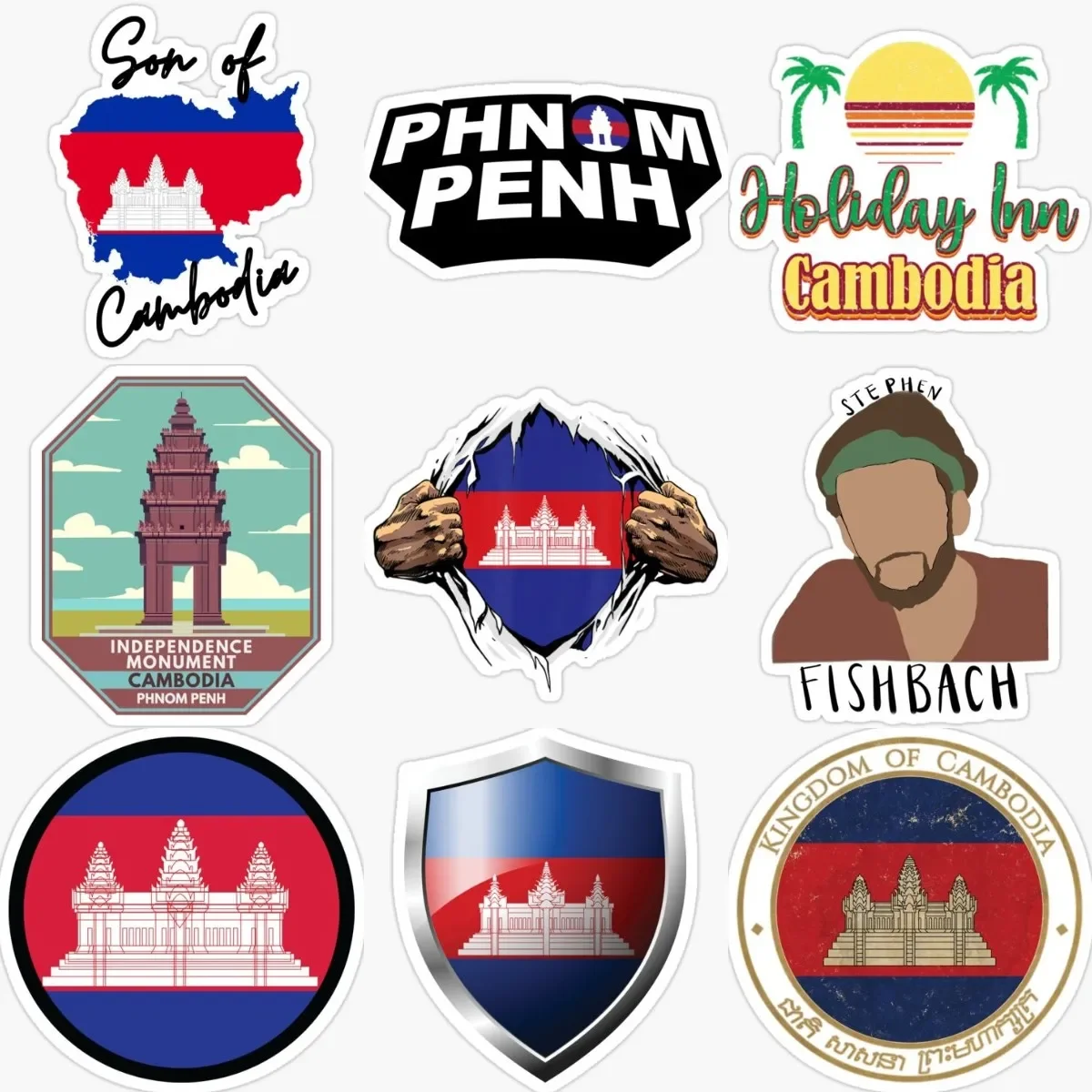 

Cambodia Flag Map Emblem Creative Waterproof Sticker for Decorate Window Fridge Wall Car Truck Helmet Camper Bumper Decal