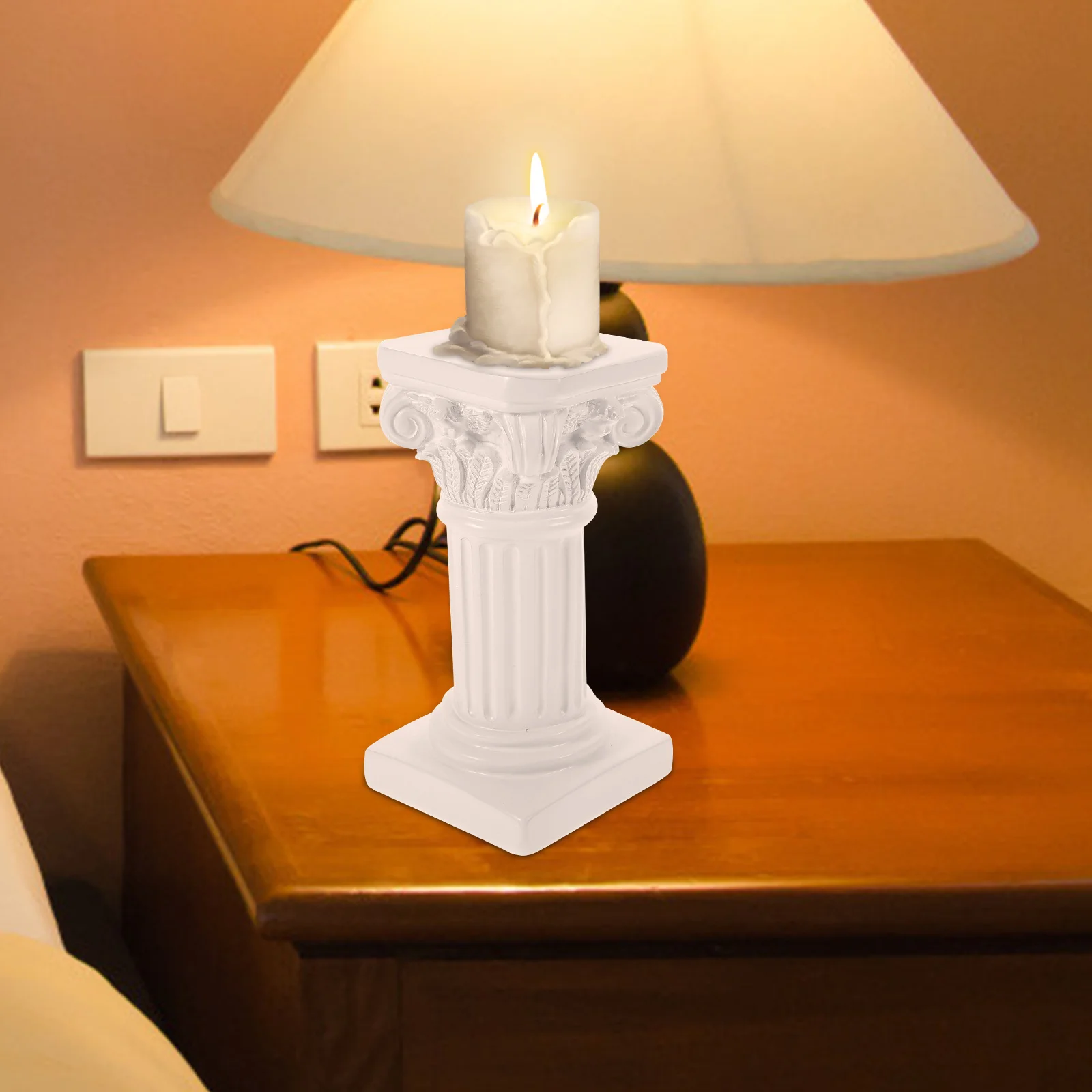 

1Pcs Roman Column Candleholder Marble Resin Chic Design Nordic Style Home Accessory Party Table Decor Resin Holder