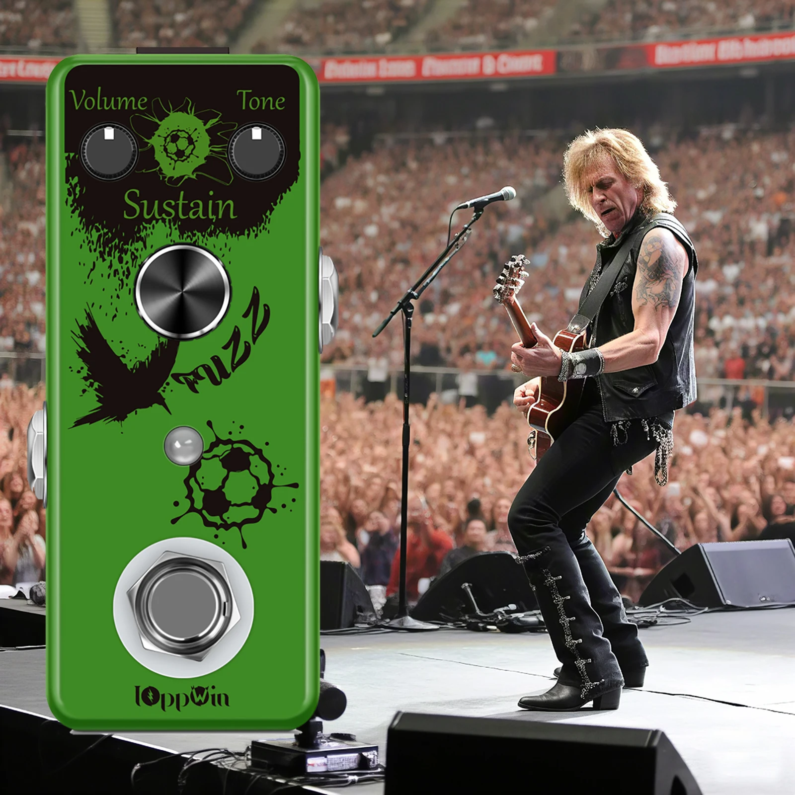 

IOppWin Fuzz Buff Pedal - Legendary Fuzz Tone, True Bypass, Metal Shell, Ultra-Compact Design for Electric Guitar