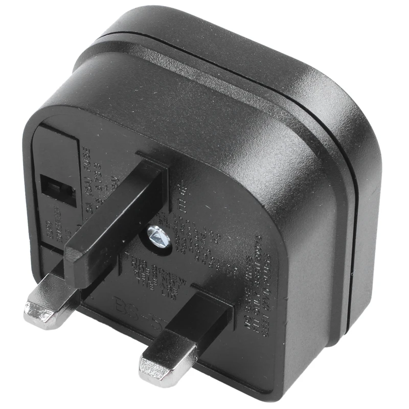Euro 2 Pin To 3 Pin Converter Plug Adapter Black