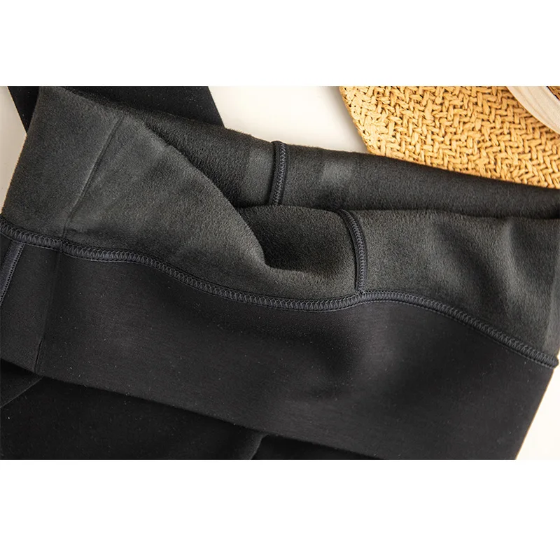 Hochgeschnittene, gefütterte Yoga-Hose, warm, schlank machend, schwarze Oberbekleidung, Winter-Leggings, Po-formend, lange Hose für Freizeit
